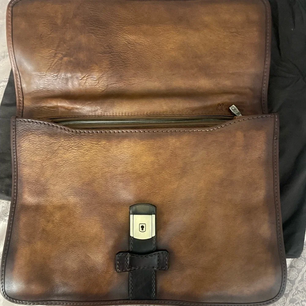 Pratesi Firenze Mens Italian Brown Briefcase